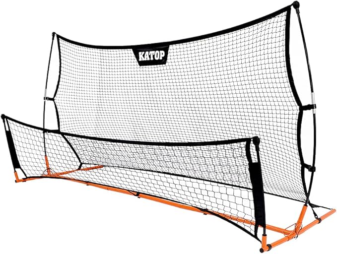 Katop Soccer Training Rebounder Net, 2-in-1 Soccer Goal Net with Heavy Duty All-Weather Metal Frame, for Shooting, Passing and Penalty Kick Training