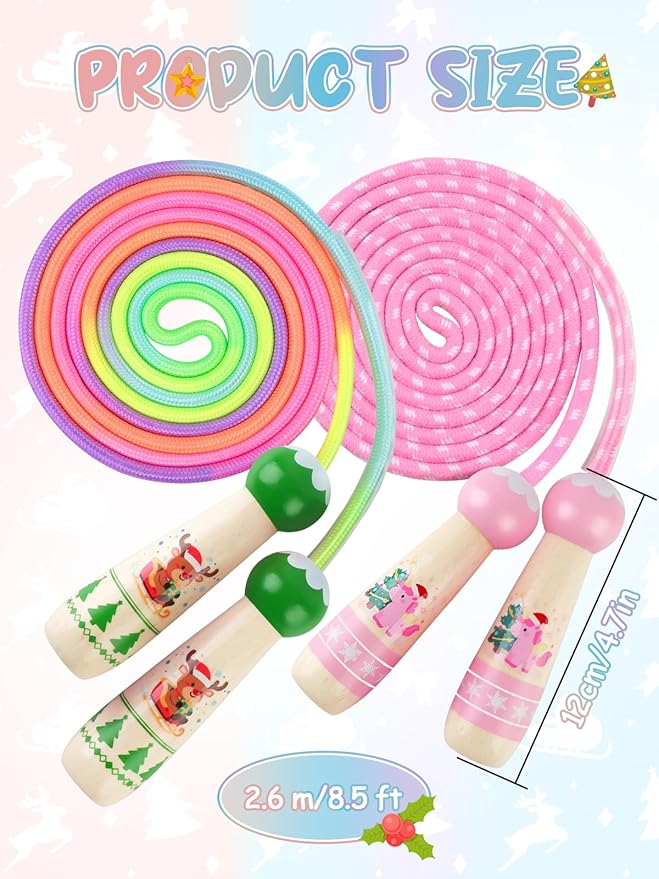 Jump Rope for Kids, Lorvain Adjustable Skipping Rope, Kids Jump Ropes with Wooden Handle for Girls Boys, Weighted Jumping Ropes for Fitness Workout Exercise Outdoor Fun Activity