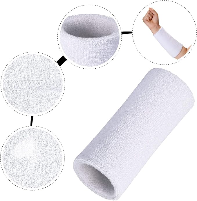 Willbond 6 Inch Wrist Sweatband Sport Wristbands Elastic Athletic Wrist Bands for Sports 2 Pieces