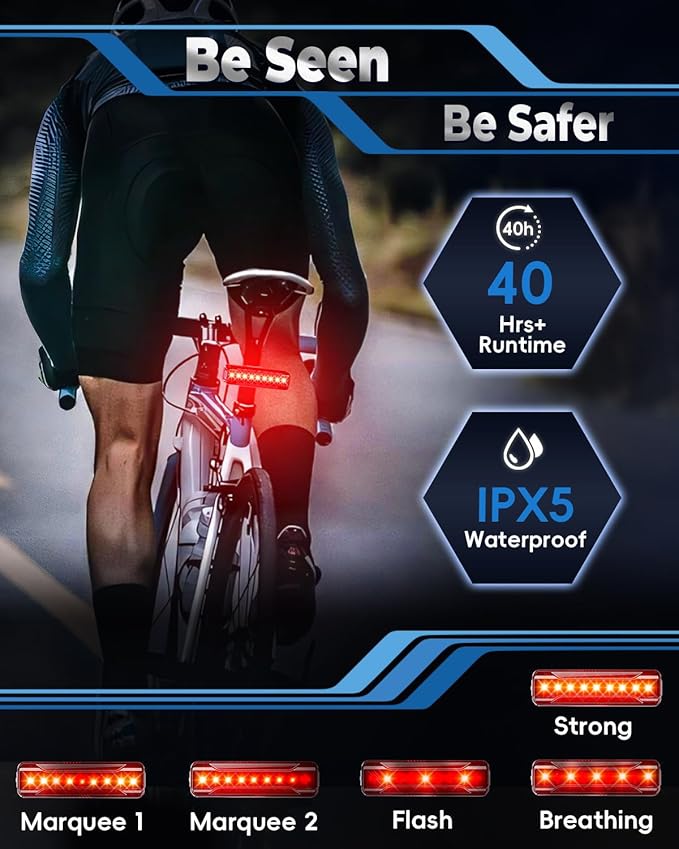 Bike Lights for Night Riding, 10000mah Bike Lights 30H+ Runtime, Super Bright LED USB Rechargeable Headlight and Taillight, IPX6 Waterproof Bicycle Light【2025 Upgrade Combination】
