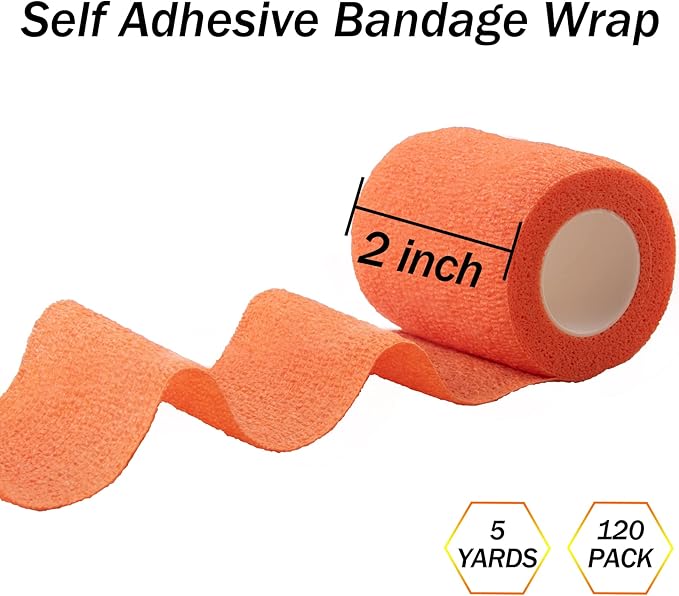 BQTQ 120 Rolls Self Adhesive Bandage 2 Inch Self Adherent Wrap Colored Tape Sticky Athletic Wrap for Sports Vet Wrist Ankle Sprains (Rich Color)