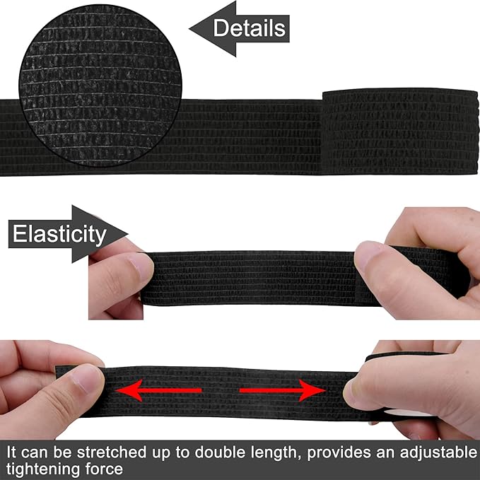 BQTQ 30 Rolls Self Adhesive Bandage Wrap Self Adherent Wrap Bandage 1 inch Self Stick Bandage Wrap Tape Stretch Bandages for Wrist Ankle Swelling Sprains (Black)