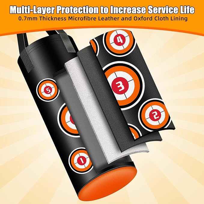 Hanging Punching Bag for Kids, 2FT PU Leather Kicking Bag with Boxing Bag Gloves, Heavy Bag Boxing Equipment for Training Karate Muay Thai Kick Taekwondo(Unfilled)