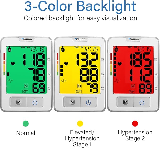 FSA/HSA Eligible, Vaunn Medical Automatic Upper Arm Blood Pressure Monitor, Large Arm Cuff 12.6" - 20.5"