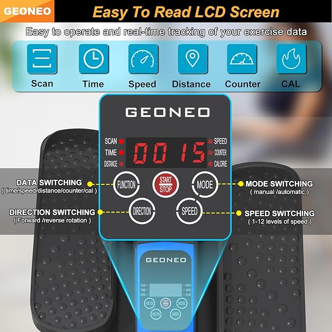 Under Desk Elliptical Machine, Electric Ellipse Leg Exerciser for Senior, Quiet and Compact Electric Seated Pedal for Home with Display Monitor, Remote Control and 12 Adjustable Speeds