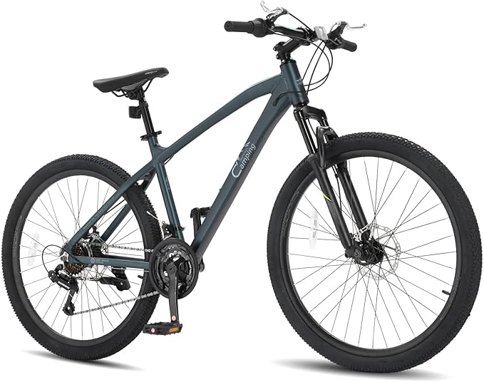24/26/27.5" Mountain Bike Aluminum Bicycle with Ultralight Aluminum Frame, Powerful Mechanical Dual Disc Brakes, Double Wall Rims and Premium XC Tires, Men & Women Bike with Tool Kit