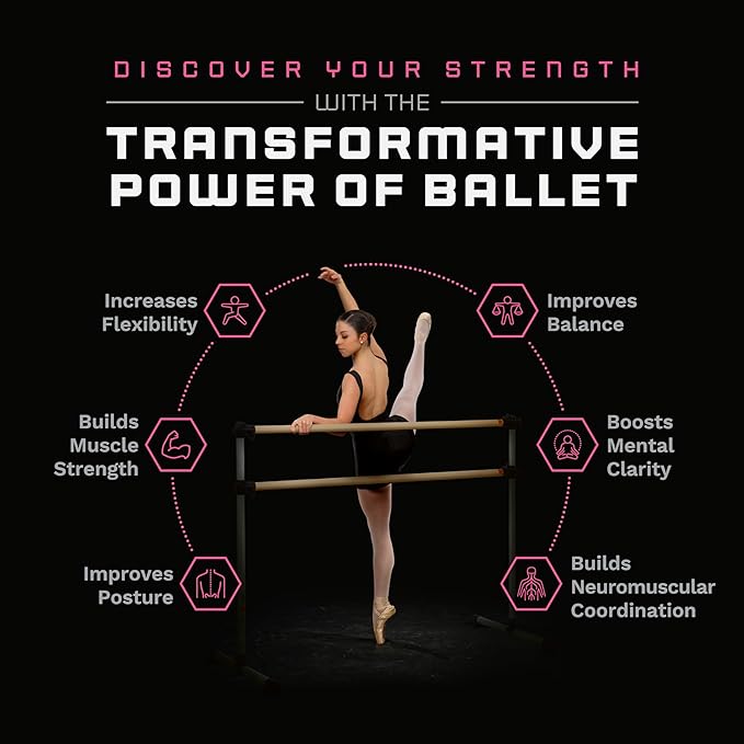 VITA Barre Portable Freestanding Double Ballet Barre, Prodigy, Wood | Adjustable Height, USA Made, Home or Gym Exercise Equipment for Kids & Adults | Dance, Fitness, Pilates