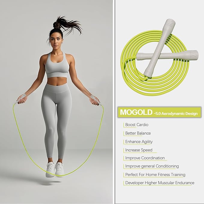 Workout Jump Rope,5mm PVC Jump Rope,Adjustable Length with Shatterproof Handles, Ideal for Beginners & Advanced Athletes, Fitness, Cardio & Boxing