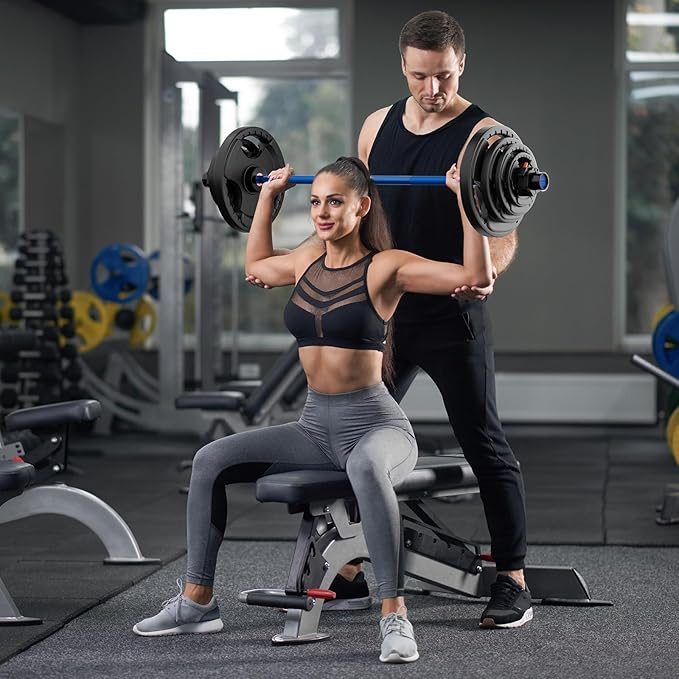 RitFit Barbell Weight Set - 4/6FT Olympic Barbell with Weight Plates (55-275LB Total) - Weightlifting Equipment for Squats, Curls, Deadlifts, Presses, Hip Thrusts