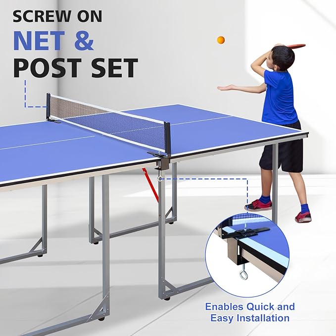 Foldable Ping Pong Table Portable 4.5FT/6 FT/9FT Table Tennis Table Foldable for Indoor Outdoor Games - Quick Assembly