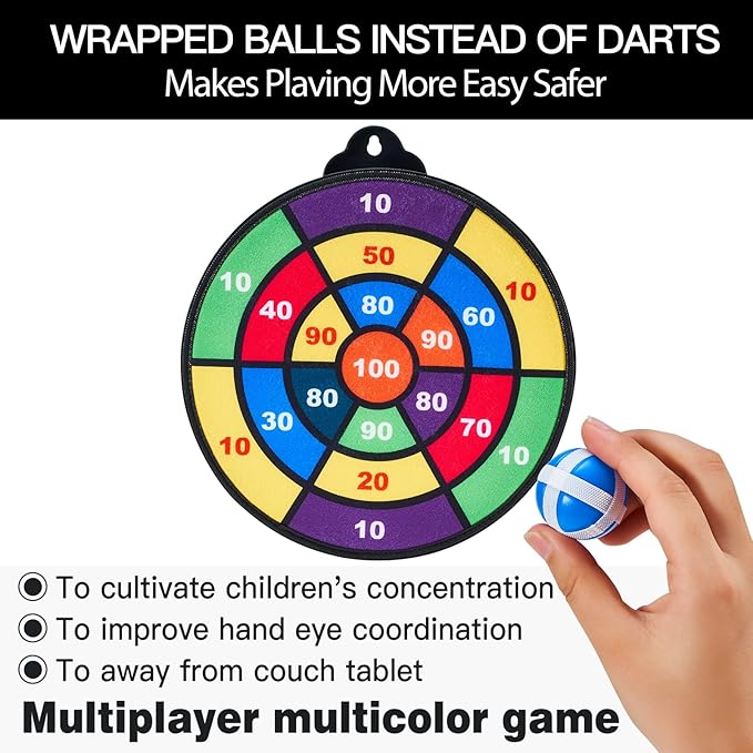 16in Large Size 2in1 Double-Sided Magnetic Dart Board,with 12 Magnetic Darts+12Sticky Balls,Safe Dart Game Set for 3-12 Year Old Kids and Adults,Fun Family Game Friends Gifts