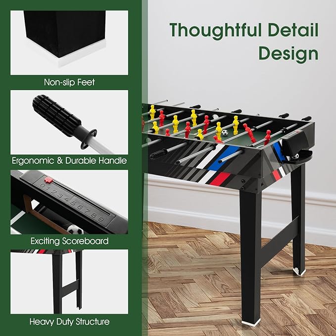 Giantex 4-in-1 Multi Game Table, 49 Inch Combination Game Tables with Adult Size Foosball Table, Slide Hockey Table, Ping Pong Table, Pool Table, Combo Game Table Set for Indoor Home, Game Room