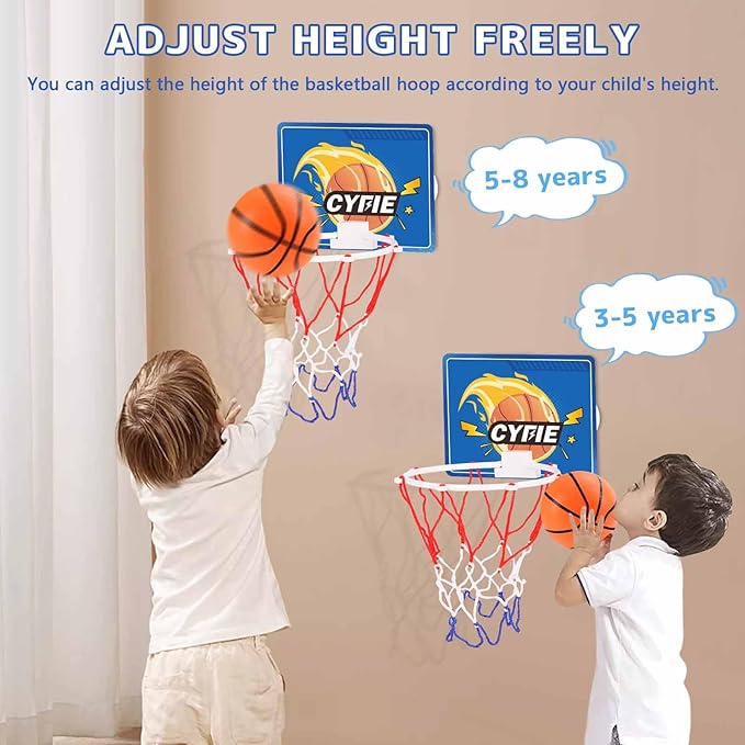 CYFIE Mini Basketball Hoop for Toddler Kids, Indoor Suction Cup Basketball Hoop with 3 Balls for Bath, Bedroom, Office Door, Fun Sports Toy for Boys Girls