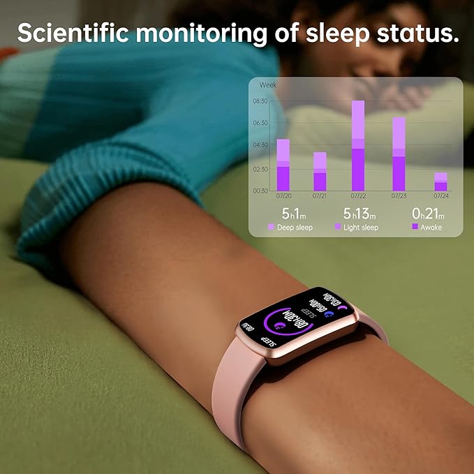 Health Fitness Tracker with 24/7 Heart Rate, Smart Watch with Blood Pressure and Blood Oxygen Monitor, Bulit-in 120+ Sport Mode, Sleep Tracking Waterproof Activity Tracker for Women Men (Pink)