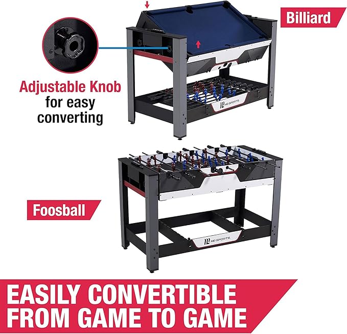 MD Sports Combination Games Multiple Styles Arcade Collection, Billiards, Ping Pong, Hockey, Basketball and Foosball Combination Kit Comes with All The Basics