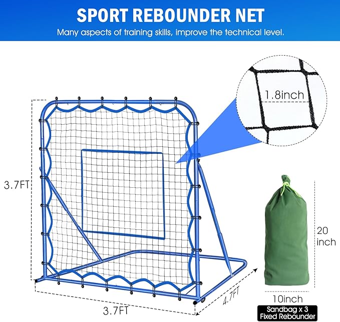 Soccer Rebounder Net, Quick-Switch Angle Soccer Training for Control, Passing Practice, Easy Setup Rebounder Gifts Aids & Equipment for Kids,Teens & Adults