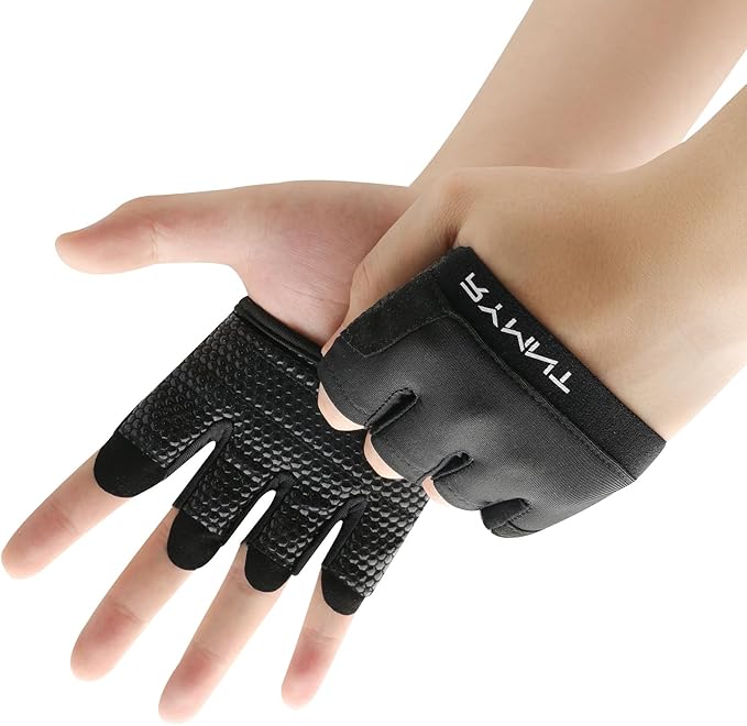 Minimal Workout Gloves,Short Micro Weight Lifting Gloves Grip Pads with Full Palm Protection & Extra Grip for Men Women Weightlifting,Gym,Cross Training,Powerlifting,WODs.
