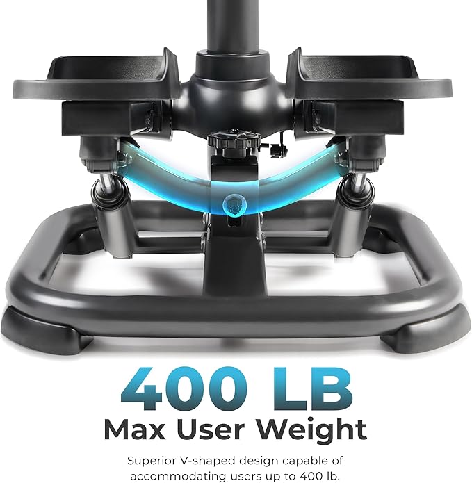 Sunny Health & Fitness 2-in-1 Premium Power Stepper with Resistance Bands, Low-Impact Cardio, Space-Saving, Height-Adjustable, with Enhanced Bluetooth Connectivity with Free SunnyFit App