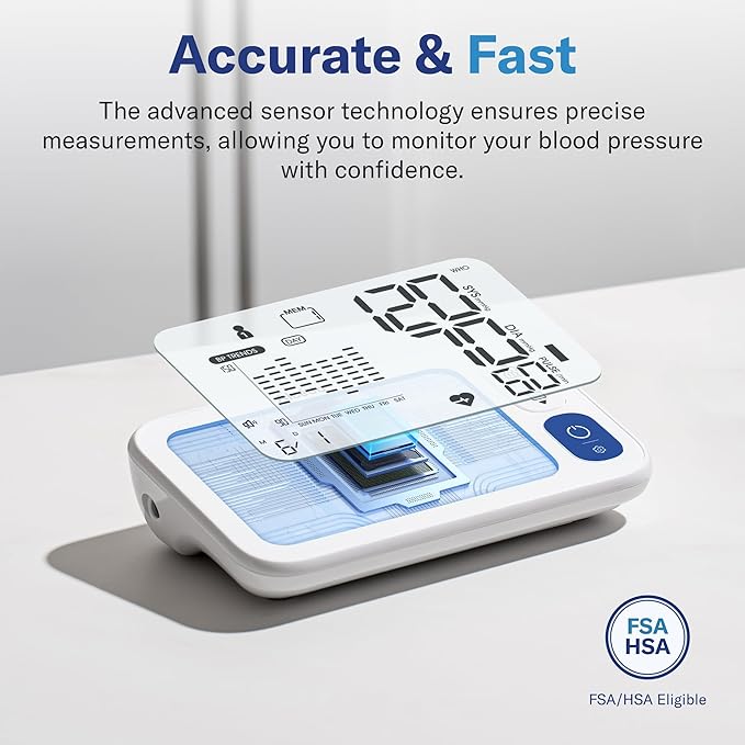 Alcedo Bluetooth Blood Pressure Monitor for Home Use, Accurate Upper Arm Smart BP Machine with Wide Range Cuff, App-Enabled for iOS & Android, Super Large Backlit Screen, 2 x 250 Memory