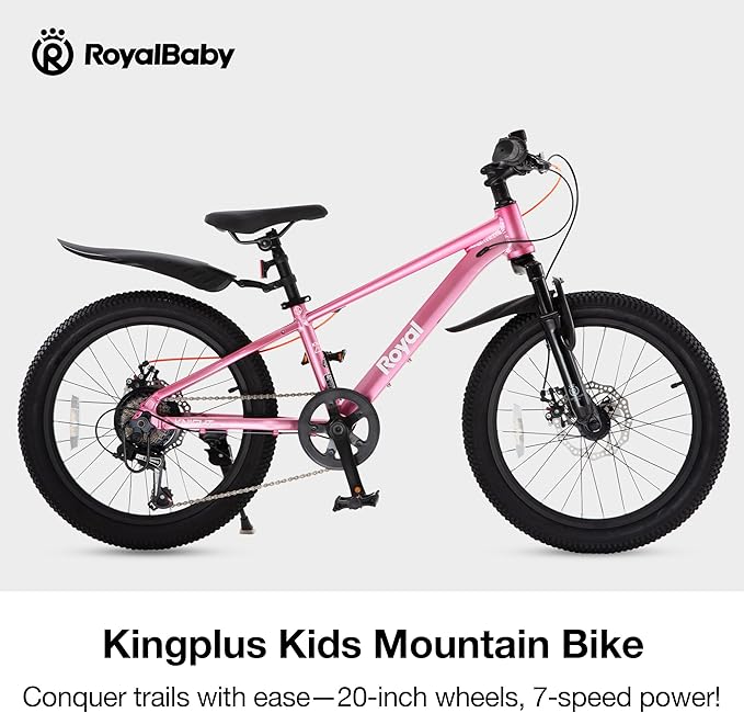 RoyalBaby Kids Mountain Bike for Boys and Girls, Ultra-Light Aluminum 20-24 Inch Wheel Bicycle for 6-14 Years Old Children, 7/21-Speeds Drivetrain