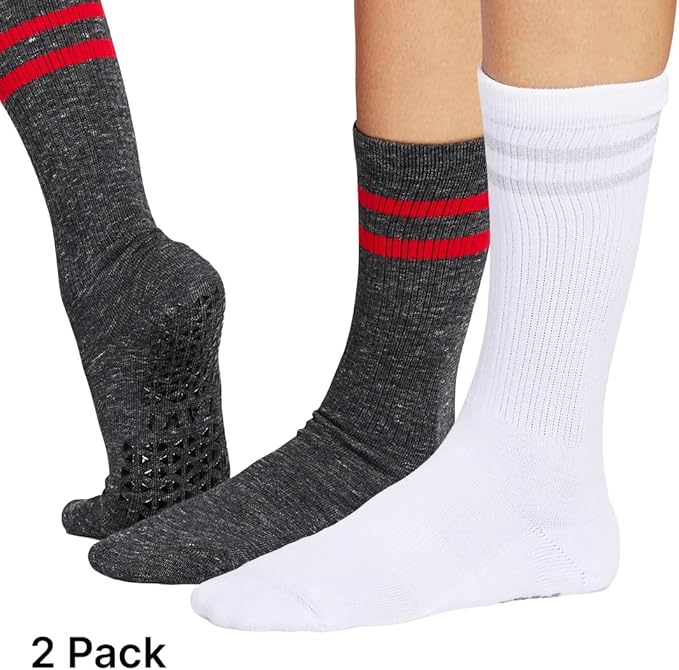 TAVI Kai Fashion Crew Grip Socks - For Slipper Barre, Pilates, and Yoga - with Grips for Women and Men