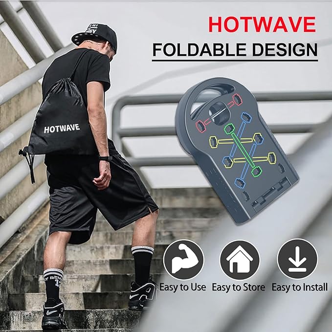 HOTWAVE Portable Exercise Equipment with 16 Gym Accessories.20 in 1 Push Up Board Fitness,Resistance Bands with Ab Roller Wheel,Full Body Workout at Home