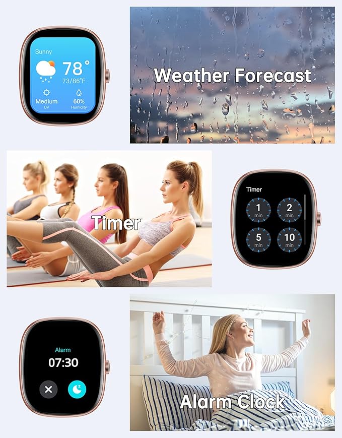 HUAKUA Smart Watches for Women Men (Answer/Make Calls), 1,85" HD Smart Watch for iPhone/Android Phones, Fitness Tracker with 100+ Sport Heart Rate/Sleep Monitor Pedometer IP68 Waterproof (Cream)