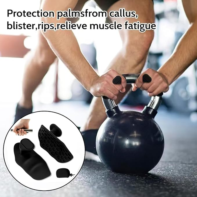Original Rubber Gym Grips for Weight Lifting, Deadlifts, Ergonomics Shaped Workout Grips for Men Women Palm Protection, Fingerless Workout Gloves