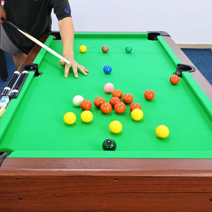 60-Inch Compact Folding Pool Table - No Assembly Required with Full Set of Balls, 2 Cues, Chal k and Brush for Indoor Family Games