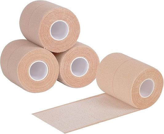 4 Rolls Elastic Tape, Breathable Self Adhesive Bandage Wrap, Flexible Stretch Bandages for Sports Wrists Sprains Knees Ankles, for Animals and Pets, 5 Yards (3 Inch in Width)