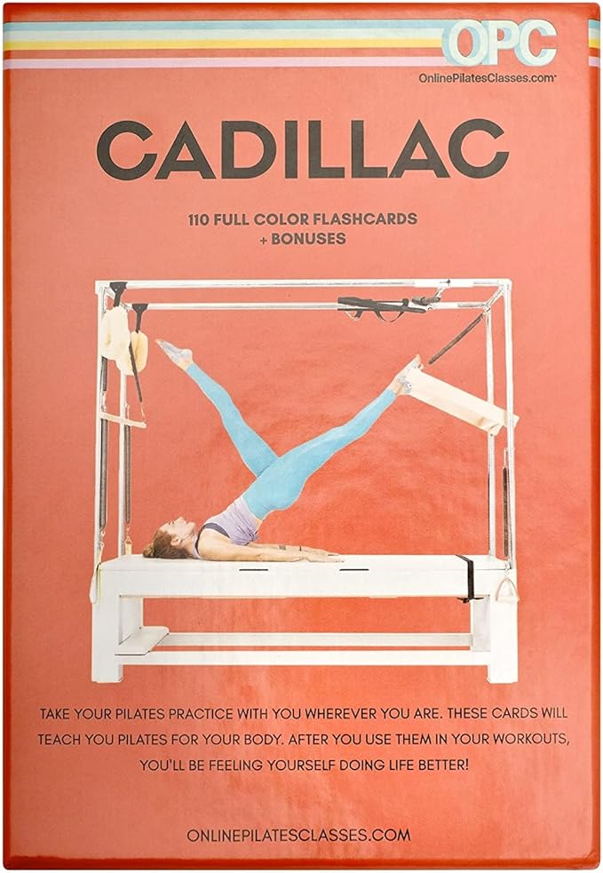 OnlinePilatesClasses Pilates Cadillac Tower Reformer Deck with Video Tutorials, Fitness Flash Cards with 110 All-Levels Cards Set for Home Gym Exercise, Reformer Not Included