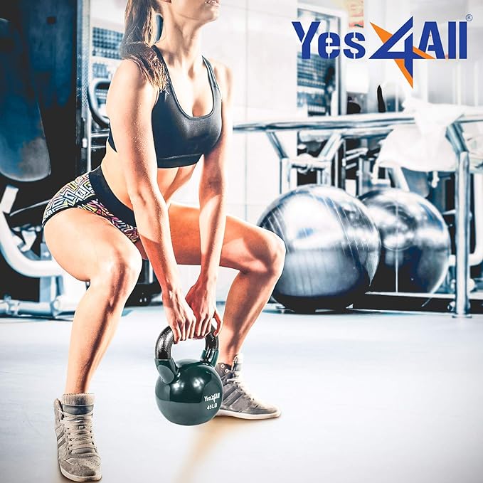 Yes4All Kettlebell Set Vinyl Coated Weights Combo for Full Body Workout Equipment Push up, Grip Strength Training, Dumbbell Weights Exercises