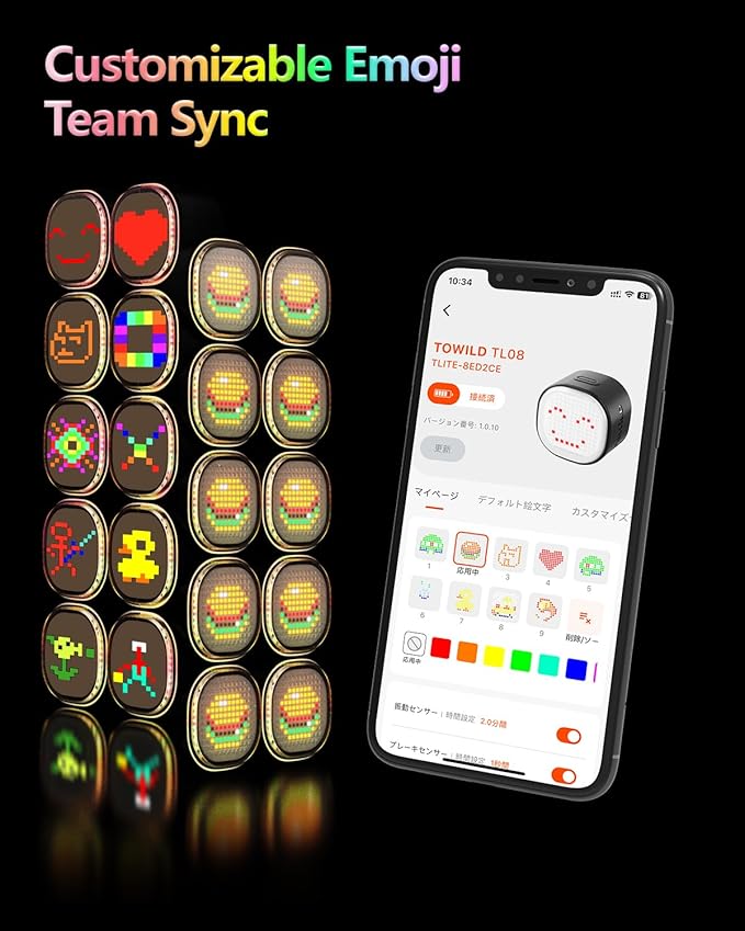 TOWILD TL08 Bike Tail Light, Customized Patterns Full-Color Bike Rear Light, Brake Sensing, USB-C Rechargeable, IPX6 Waterproof