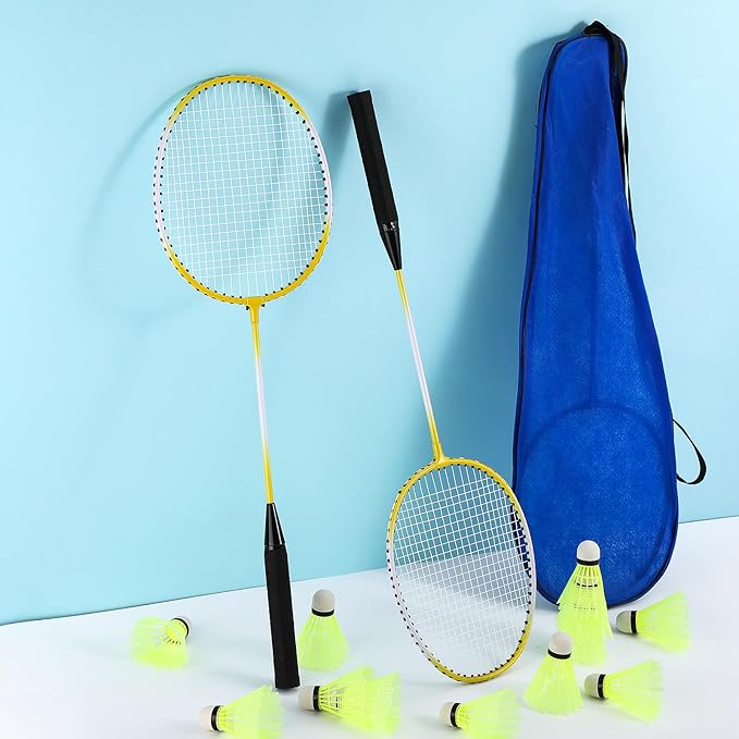 12 Pack Badminton Rackets Set Including Rackets, Nylon Shuttlecocks and Carry Bag for Outdoor Backyard Games Beginners