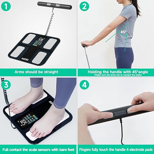 EEBBL Weight Scale for Body Fat with Handle, 20 Precise Body Biological Analyzer, Digital Bathroom Weighing Bluetooth Scale, Body Composition Monitor Health Analyzer 400 lbs - BlackοΌwith Baby/Pet Mode