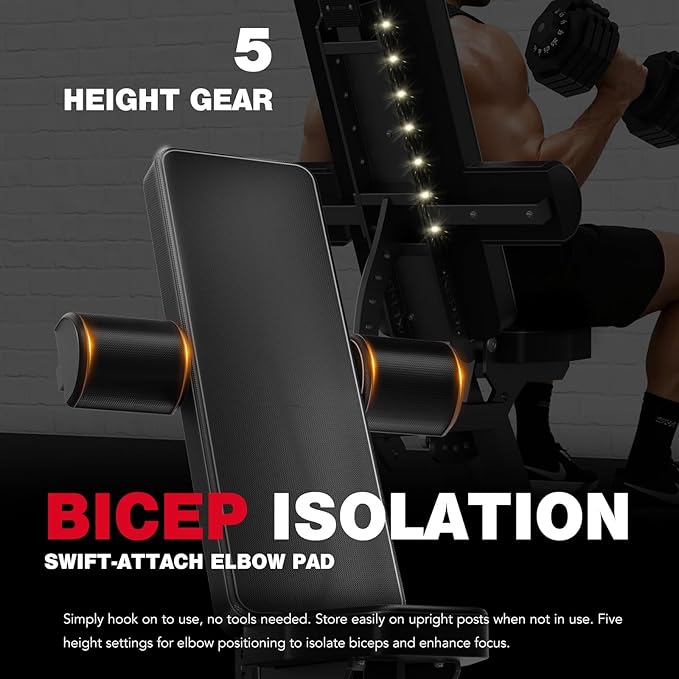 KeppiFitness Weight Bench - 1500LBS Capacity Workout Bench, 17” Bench Press Height, 11+8 Adjustable Weight Bench with Flat/Incline/Decline Angle and Vertical Storage - Bench6000 Series