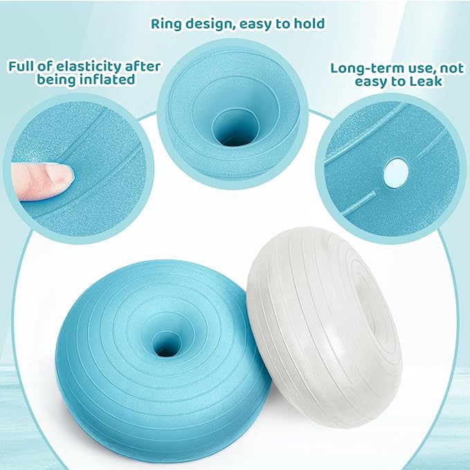Lewtemi 8 Pcs Flexible Seating for Classroom Elementary 20'' Yoga Ball Chair Large Inflatable Donut Exercise Ball Chair Wobble Seat with Inflator for Kids Student Balance