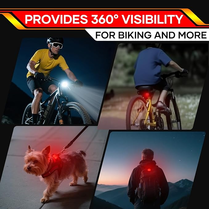 Bike Lights 3 Set, Rechargeable Bicycle Light Super Bright 8+12 Modes, IPX6 Waterproof Bike Lights for Night Riding Cycling Safety, Front and Rear Back Taillight, Long Battery Life