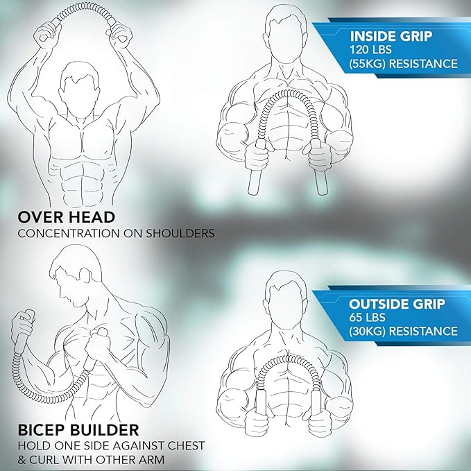 Zenooze's Power Twister Flex Bar, The Ultimate Upper Body Exercise Equipment for Strengthening Your Chest Workout, Shoulders,Biceps, Arms, Forearm Strengthener, Resorte para Hacer Ejercicio