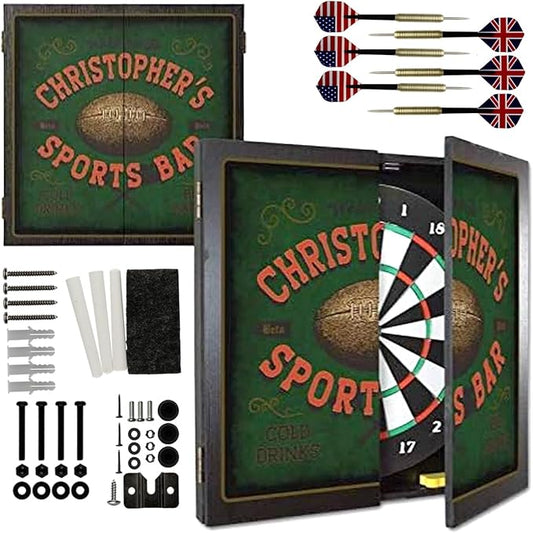 THOUSAND OAKS BARREL CO. | Personalized Dartboard & Cabinet Set with 6 Steel Tip Darts