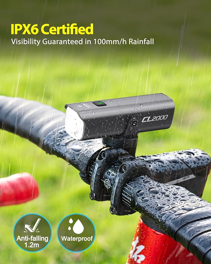 TOWILD CL2000 Bike Lights for Night Riding,2000LM Super Bright Bicycle Headlight,Waterproof Bike Front Light for Mountain Road Cycling Commuting