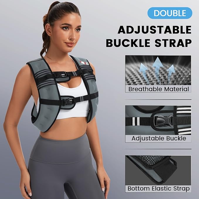 Weighted Vest Woman, 6 LB Womens Weight Vest for Walking, Strength Training Weight Vests for Men, Reflective Stripe Fitness Vest for Workout Running Jogging