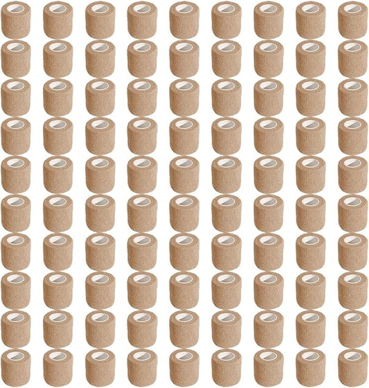 100 Rolls Self Adhesive Bandage Wrap 2 inch Cohesive Bandage Wrap Stretch Bandages Wraps Tape Elastic Self-Adherent Tape for Wrist Ankle Sports Swelling Sprains (Skin)