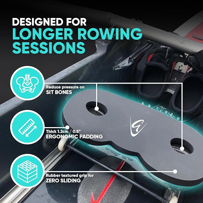 Godfrey Original Rowing Seat Pad for Men & Women - Anti-Slip Rower Cushion with Optional Clip for in-Boat, Concept2, Peloton, Hydrow & WaterRowers