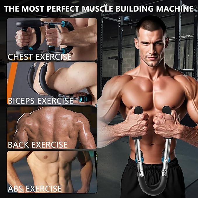 Twister Arm Trainer, Adjustable Chest Exerciser with 4 Spring, Detachable Power Twister Bar for Men Women, Portable Upper Body Strength Training Machine, Spring Resistance Fitness Equipment