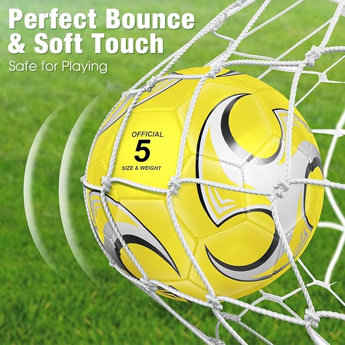 Wettarn 24 Pcs Soccer Ball Bulk with Pump and Net Bag Outside Machine Stitched Sport Soccer Balls for Practice Playing Game Training Gifts