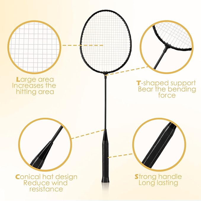 Wettarn 12 Pcs Badminton Rackets Bulk with 18 Nylon Badmintons, Shuttle Set for Adults Teenagers Youth Beginners Advanced Player Backyard Gym Beach Outdoor