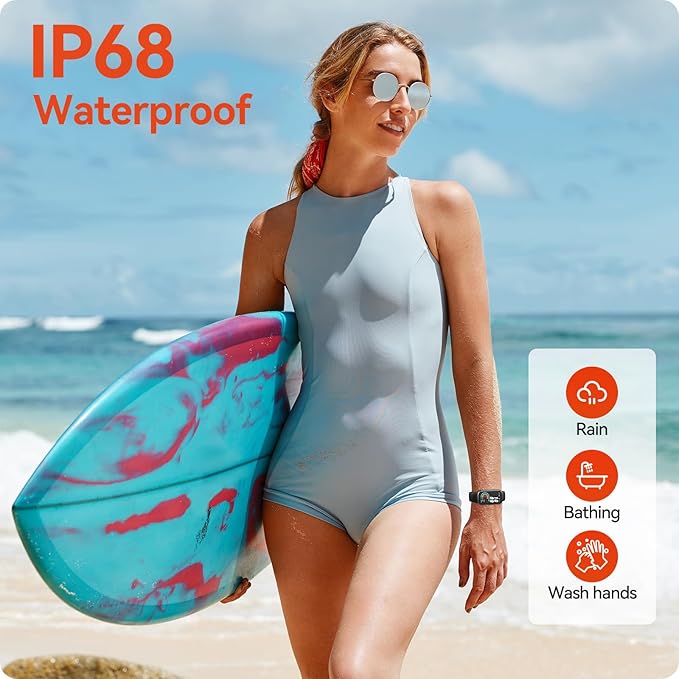 Fitness Tracker Watch with 24/7 Heart Rate Sleep Blood Oxygen Monitor, IP68 Waterproof Smart Watch, Step Calorie Counter Pedometer Health Activity Trackers and SmartWatches for Men Women