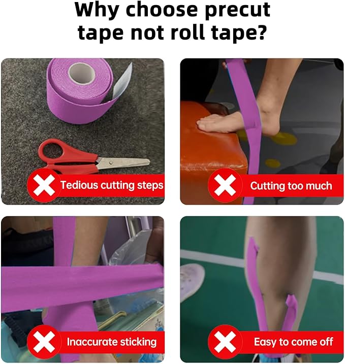 IEADEN Precut Kinesiology Tape for Knees, 20 Pcs - Knee Support & Stability, Knee Pain Relief Athletic Tape - Waterproof & Elastic, Breathable Hypoallergenic Latex-Free Tape, Purple