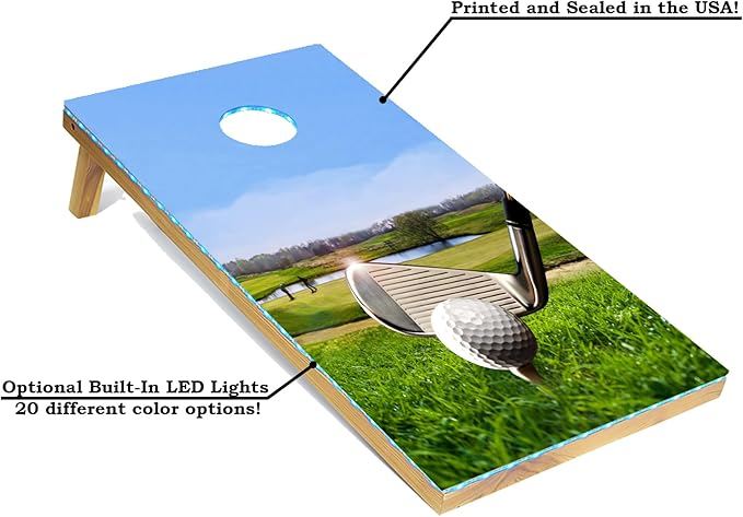 Tailgating Pros Cornhole Board Set w/Bean Bags and Carrying Case - 4'x2' Corn Hole Toss - Tournament and Lightweight Options - Optional LED Lights